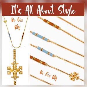 Authentic Tory Burch Kira 18K Gold-Plate & Enamel Long Necklace